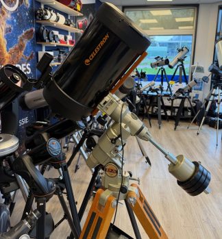 Occasion Vixen GP-DX montering met houten statief en Celestron C8